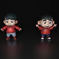 Two Cartoon Boys In Red Jackets Standing On Black Background With Open Arms