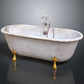Elegant Marble Bathtub Interior With Golden Feet And Silver Faucet