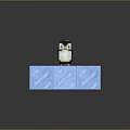 Cute Pixelated Penguin Standing On Blue Textured Block Base 3D Render