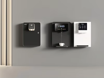 Modern Wall Mounted Daily Electrical Appliances With Black White Design And Coffee Maker 3d model