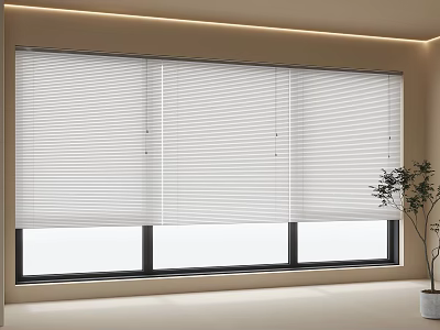 Modern Interior With White Window Blinds Allowing Natural Light Through Window 3d model