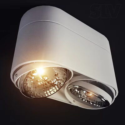 White Downlight Spotlight With Double Illuminated Heads Ceiling Mounted Modern Design 3d model