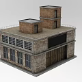 Industrial Style Building With Brick Walls Windows Large Doors And Roof Structures