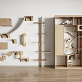 Wooden Cat Furniture with Wall Mounted Shelves Platforms Posts and Cabinet