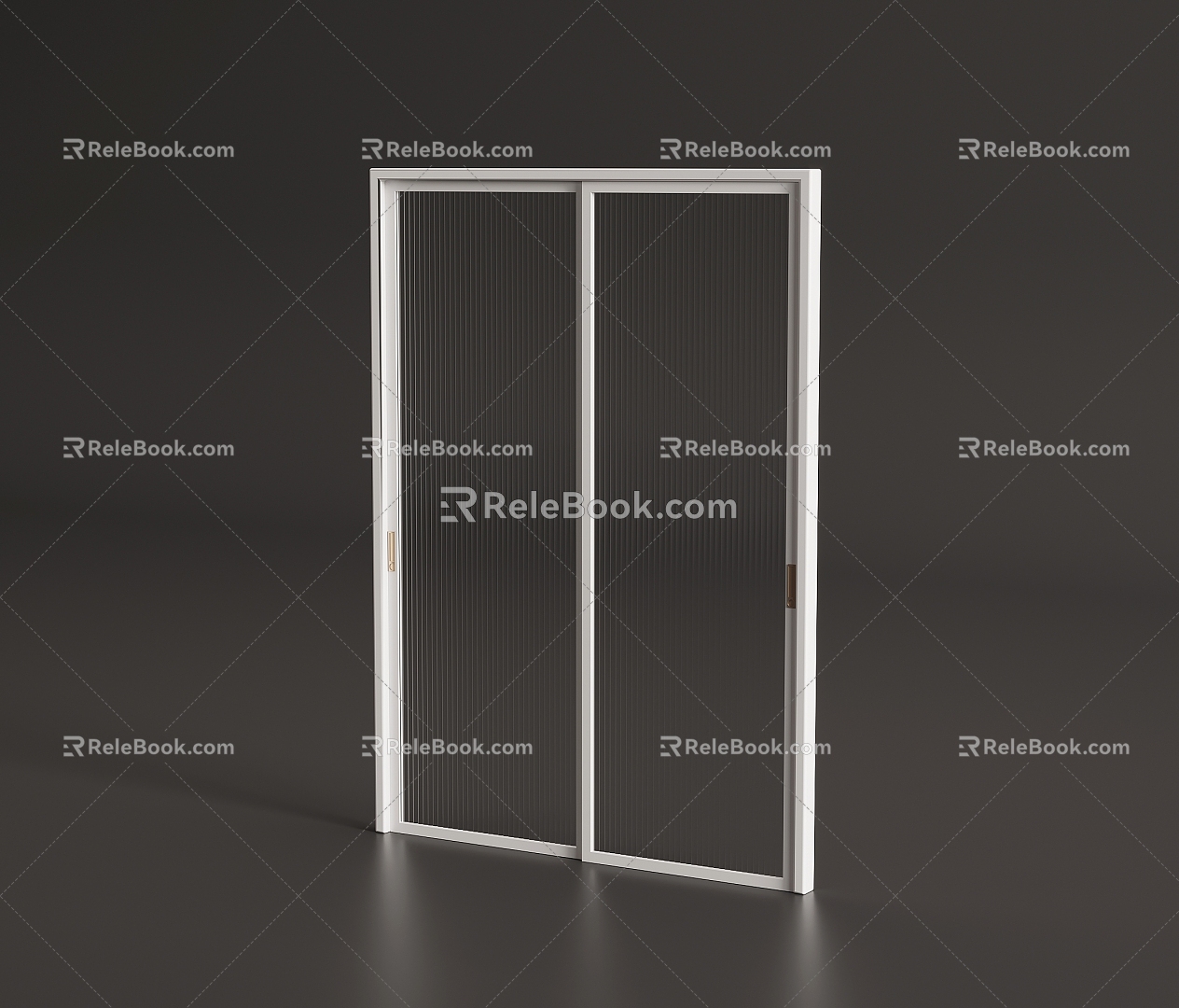 Modern metal frame glass sliding door Changhong glass 3d model