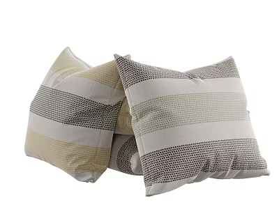 Decorative Striped Pillows With Geometric Patterns In Beige White Gray Tones 3d model