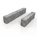 Two Rectangular Wood Stone Blocks With Natural Rough Textured Surface For Decoration Use 3d model