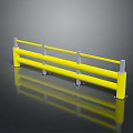 Scenic Landscape With Yellow Guardrail And Reflective Surface On Dark Background