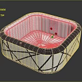 Children's Square Inflatable Bathtub with Black White Geometric Design and White Interior