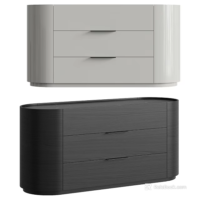 Sleek Modern White and Black Dressers Home Furniture with Three Drawers Minimalist Design 3d model 