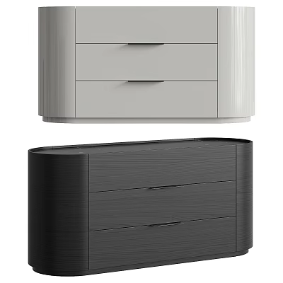 Sleek Modern White and Black Dressers Home Furniture with Three Drawers Minimalist Design 3d model