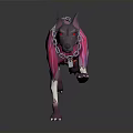 Dynamic Pink And Purple Dog With Mechanical Skeleton Running In Glowing