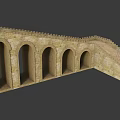 Detailed Great Wall 3D Model with Stone Arches L shaped Structure and Steps