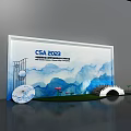 CSA 2023 Themed Display With Blue Landscape Bridge Lotus And Decorative Elements