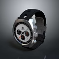 Stylish Tudor Chronograph Watch with Black Leather Strap Silver Case and White Dial