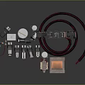 Engine Components Display Featuring Various Copper Windings Coils And Cylindrical Parts