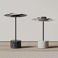 Modern Side Tables with Black and White Marble Bases Plates and Pine Cone 3d model