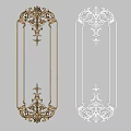 Elegant Ornate Decorative Carvings on Gold and White Rectangular Panels Design Art