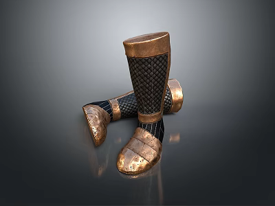 Ancient Weapon Leg Armor With Metallic Mesh And Bronze Design Details 3d model
