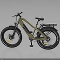 BETTERON Beige Electric Mountain Bicycle With Green Seat Rear Rack Large Tires And Reflective Strips