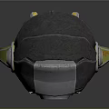 Futuristic Mechanical Device With Circular Gray Yellow Design Blue Lens Core And Support Structures