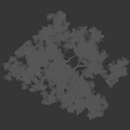 Isolated Tall Tree With Lush Green Foliage And Brown Trunk On Dark Background
