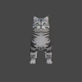 Gray Striped Cat Standing On Light Pink Background With Realistic Features 3d model