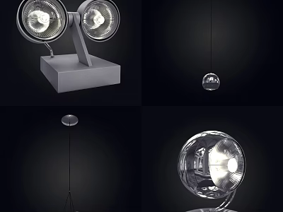 Modern Lighting Combination With Table Lamps Pendant Lights And Glass Sphere Designs 3d model