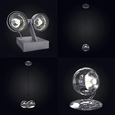 Modern Lighting Combination With Table Lamps Pendant Lights And Glass Sphere Designs 3d model