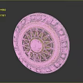 Ornate Round Metal Shield With Sun Pattern Gold Silver Decor And Rivets