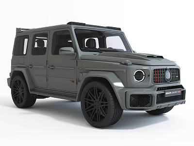 Gray Mercedes G Wagon With Black Wheels And Sporty Front Grille Design 3d model