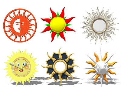 Sun Shaped Wall Decor With Various Colorful Artistic Patterns For Home 3d model