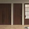 Wooden Hinged Doors Interior Design With Double Single And Glass Panel Styles 3d model