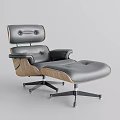 Modern Ergonomic Leather Office Chair with Wooden Accents and Swivel Ottoman