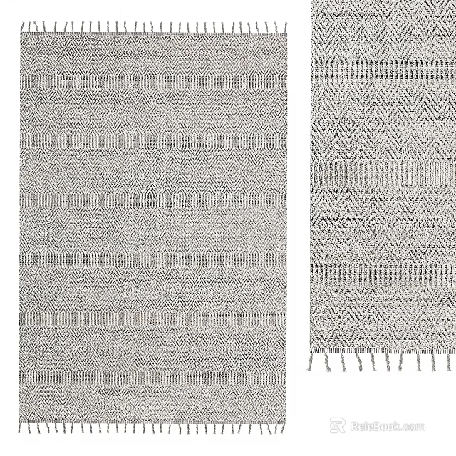 Square Area Rugs With Striped And Geometric Patterns And Fringe Details 3d model