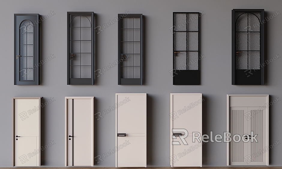 Modern Cream Style Double Door French Glass Single Door French Retro Swing Door Solid Wood Single Door Swing Door model