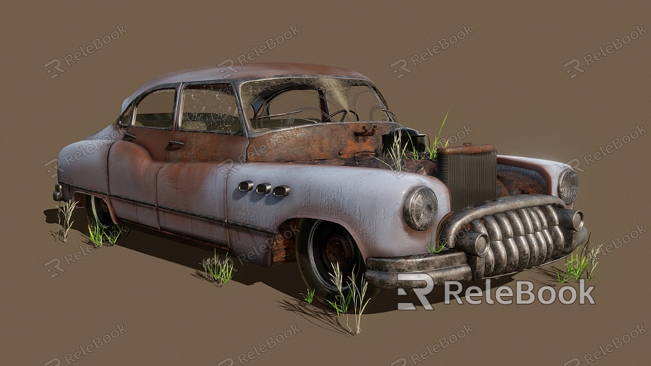 Rusty car car scrap car industrial wind car newspaper repair car classic car model