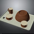 Practical Daily Living Supplies White Tray With Brown Mug Round Containers Lids And Small Spoon