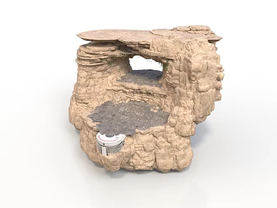 Natural Rock Scene Construction With Layered Surfaces And Hollow Design Elements 3d model