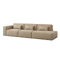 Modern Beige Fabric Three Seater Sofa With Comfortable Cushions And Minimalist Design