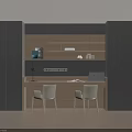 Modern Home Office Desk Interior With Wooden Shelves Books And Chairs