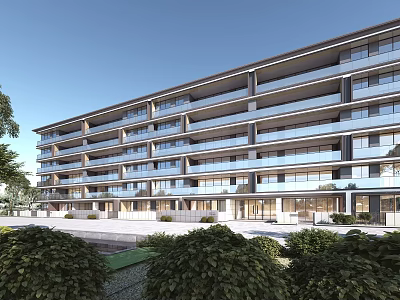 Modern Single Family Villa With Multiple Balconies Lush Greenery And Elegant Exterior 3d model
