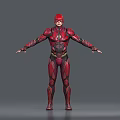 The Flash Game Character In Red Suit With Yellow Lightning Symbol Standing Pose