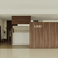 Modern Clothing Store Interior With Wooden Reception Desk Logo Mirror And Plant