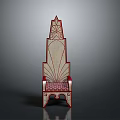 Unique Artistic Chair Design With High Backrest And Intricate Geometric Carved Patterns