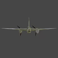 WWII Fighter Plane With Green Brown Camouflage Twin Propellers And Round Wing Insignia