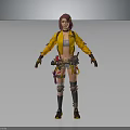 3D Adventurous Character With Purple Hair Yellow Jacket Knee Pads And Utility Belt