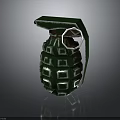 Green Military Grenade With Square Pattern And Fuse Design 3D Rendered Weapon On Dark Background