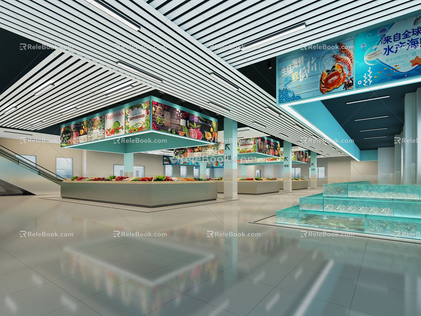 Modern Supermarket Aquatic Supermarket 3d model