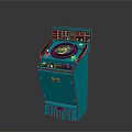 Weapon Control Console In Blue Color With Digital Screen And Control Panel Buttons